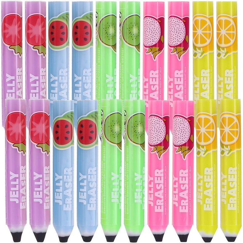Ipienlee 20 pcs Pencil Erasers Eraser Funny Portable Cube Pen-Style Eraser for Artist 5 Color Jelly Erasers - Image 1